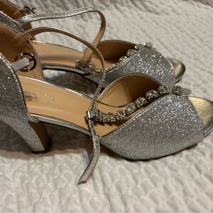 Paradox London Silver Glitter Heels
